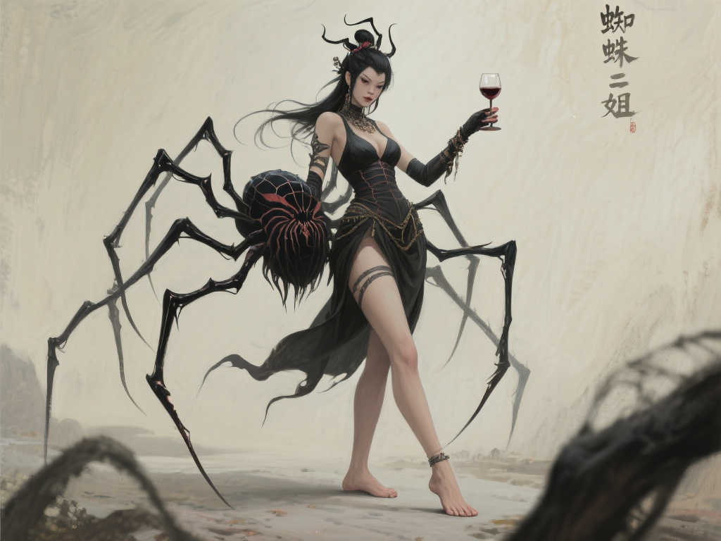 《黑神话》艺术家新作揭晓：蜘蛛二姐赤足豪饮尽显狂放